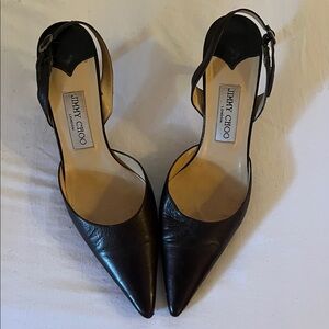 Jimmy Choo Black Heels with Pointed Toe and Slingback
